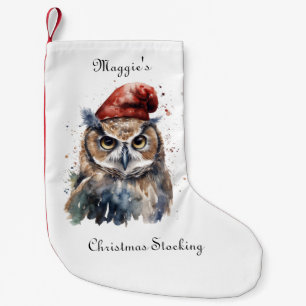 Christmas Owl, customizable Small Christmas Stocking