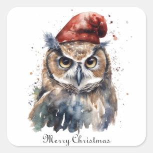 Christmas Owl, customizable Square Sticker