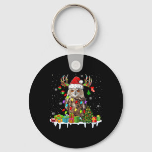 Christmas Owl Cute Christmas Lights Reindeer Santa Keychain