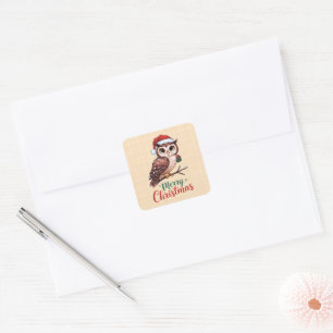 Christmas owl - Festive design Merry Christmas Square Sticker