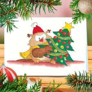 CHRISTMAS OWL greeting card by N. Janes