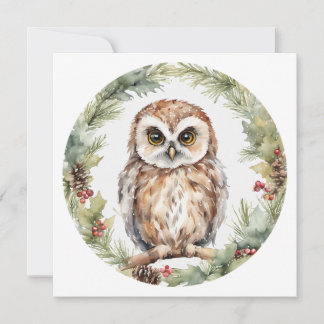 christmas owl illustration owl wall art holiday card