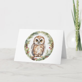 christmas owl illustration owl wall art holiday thank you card