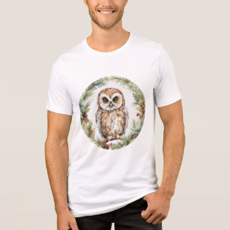 christmas owl illustration owl wall art holiday Tri-Blend shirt