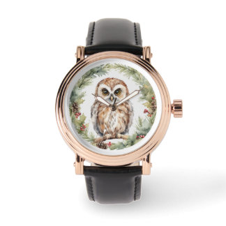 christmas owl illustration owl wall art holiday watch