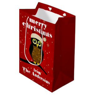 Christmas Owl Medium Gift Bag
