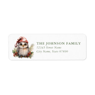 Christmas Owl Return Address Labels