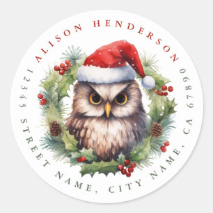 Christmas Owl Round Stickers