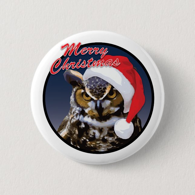 Christmas Owl - Standard, 2¼ Inch Round Button (Front)