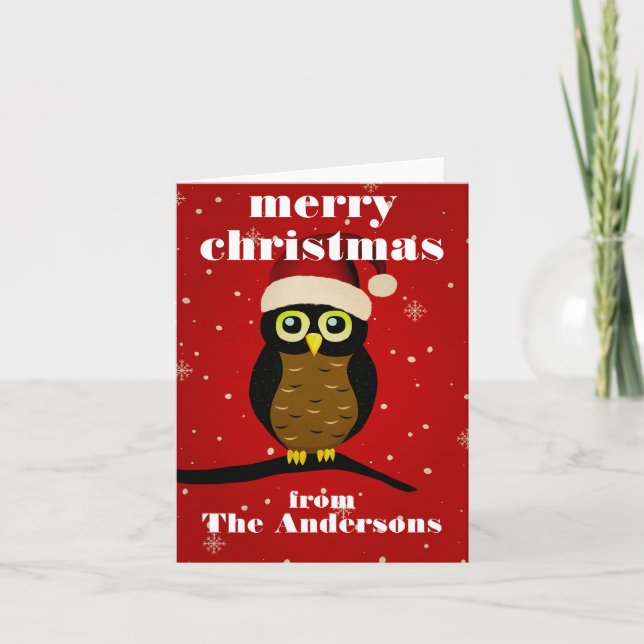 Christmas Owl Thank You Card (Front)
