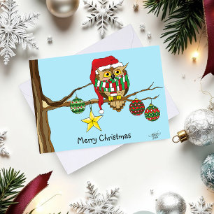 Christmas Owl Tree Ornaments  Card