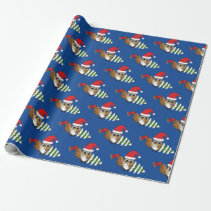 Christmas Owl with Axe and Snowy Pine Tree Wrapping Paper