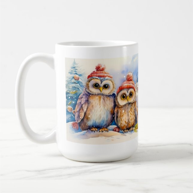 Christmas Owls Coffee Mug (Left)