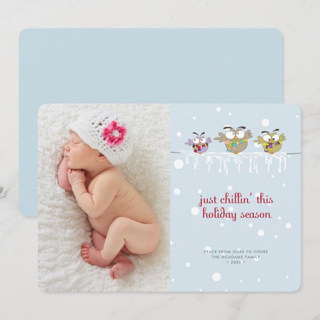 Christmas Owls Holiday Photo Card (Front/Back)