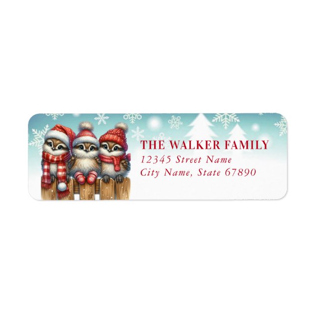 Christmas Owls Return Address Labels (Front)