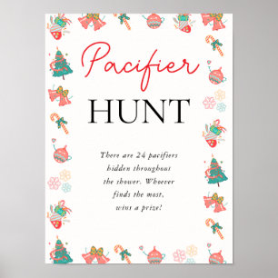 Christmas Pacifier Hunt Baby Shower Game Poster