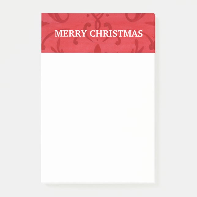 Christmas Pads Post-it Note Pads Red Damask (Front)