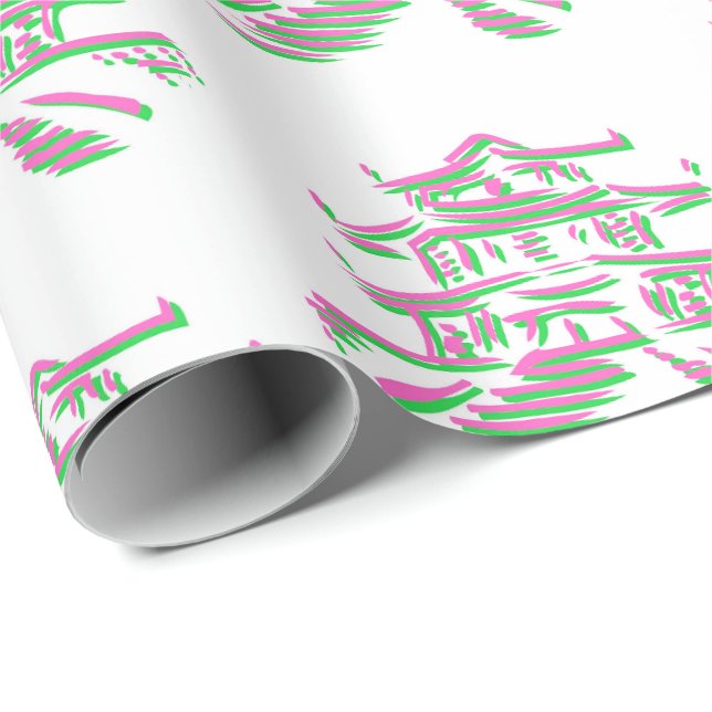 Christmas Pagoda Pagodas  gift Wrapping Paper (Roll Corner)