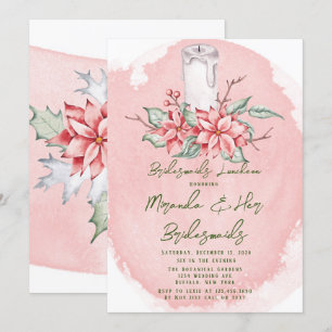 Christmas Painted Poinsettia Bridesmaids Luncheon Invitation