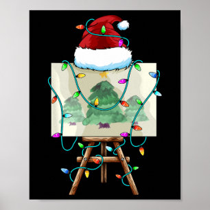 Christmas Painter Design Santa Xmas Paint Artist  Poster