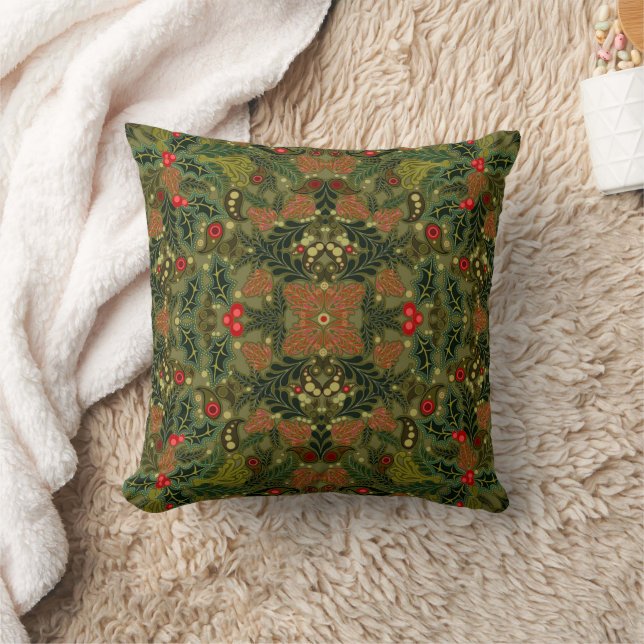 Christmas Paisley Colourful Throw Pillow (Blanket)
