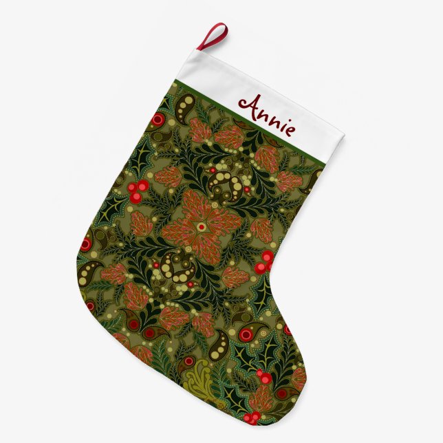 Christmas Paisley Personalized Stocking (Front (Hanging))
