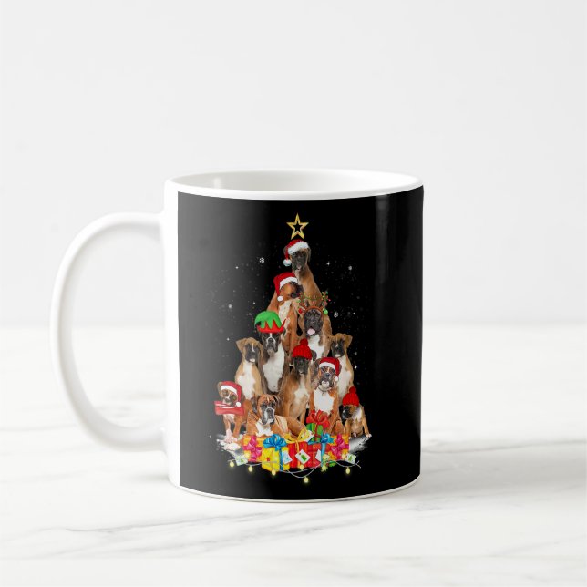 Christmas Pajama Boxer Tree Xmas Dog Dad Mom  Coffee Mug (Left)