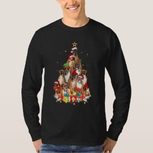 Christmas Pajama Boxer Tree Xmas Dog Dad Mom T-Shirt