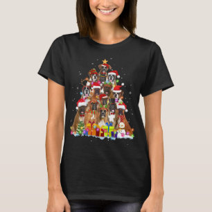 Christmas Pajama Boxer Tree Xmas Puppy Dog Dad Mom T-Shirt