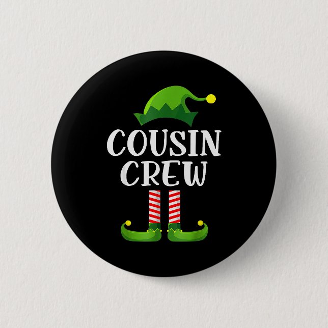 Christmas Pajama Cousin Crew Funny Elf Matching Pa 2 Inch Round Button (Front)