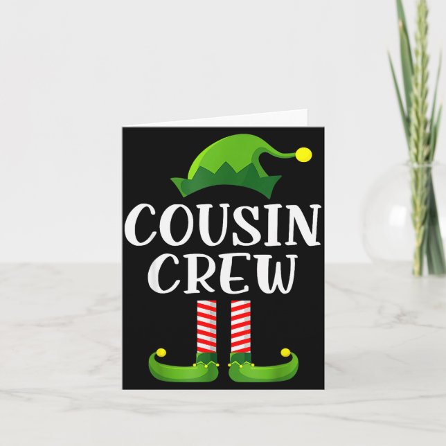 Christmas Pajama Cousin Crew Funny Elf Matching Pa Card (Front)
