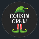 Christmas Pajama Cousin Crew Funny Elf Matching Pa Classic Round Sticker<br><div class="desc">Christmas Pajama Cousin Crew Funny Elf Matching Pajama</div>