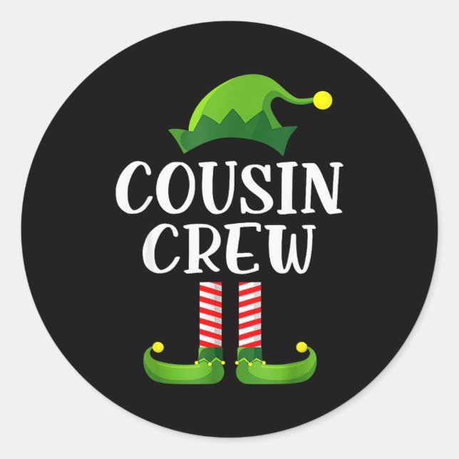 Christmas Pajama Cousin Crew Funny Elf Matching Pa Classic Round Sticker (Front)