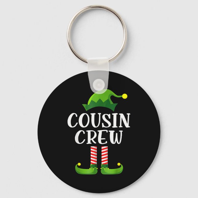 Christmas Pajama Cousin Crew Funny Elf Matching Pa Keychain (Front)