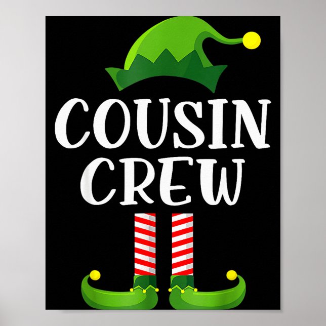 Christmas Pajama Cousin Crew Funny Elf Matching Pa Poster (Front)