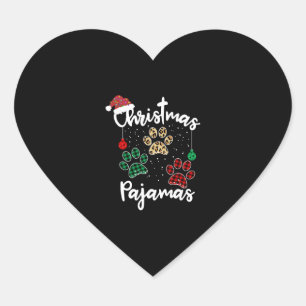Christmas Pajama Dog Paw Buffalo Plaid Leopard Heart Sticker