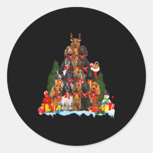 Christmas Pajama English Er Spaniel Xmas Tree  Classic Round Sticker