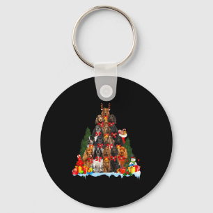 Christmas Pajama English Er Spaniel Xmas Tree  Keychain