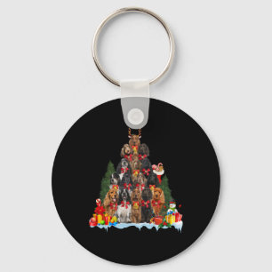 Christmas Pajama English Er Spaniel Xmas Tree T Sh Keychain