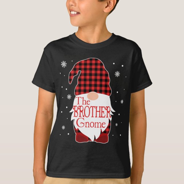 Christmas Pajama Family Gift Brother Gnome Buffalo T-Shirt (Front)