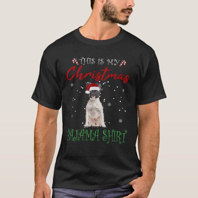 Christmas Pajama Frenchie Lady Bulldog Dog French  T-Shirt (Front)