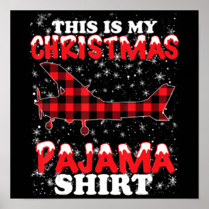 Christmas Pajama Funny Aviation Airplan Gift Poster