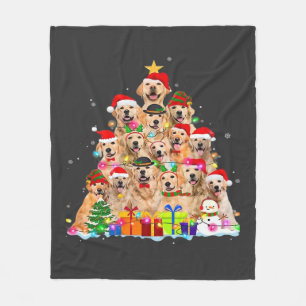 Christmas Pajama Golden Retriever Tree Xmas Gift D Fleece Blanket