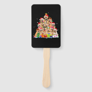 Christmas Pajama Golden Retriever Tree Xmas Gift D Hand Fan