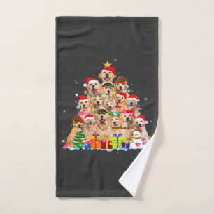 Christmas Pajama Golden Retriever Tree Xmas Gift D Hand Towel