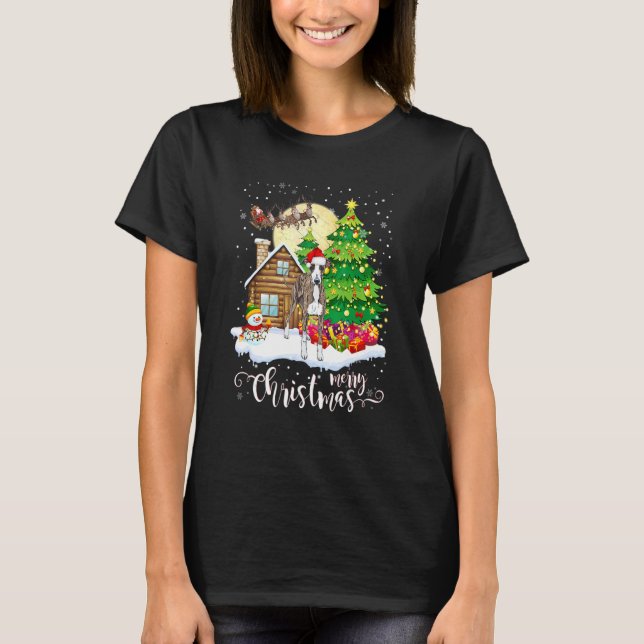 Christmas Pajama Italian Greyhound Tree Xmas Dog D T-Shirt (Front)