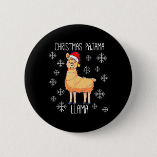 Christmas Pajama Llama  2 Inch Round Button