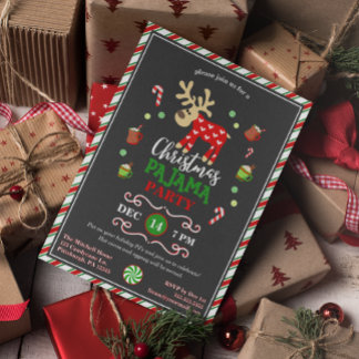 Christmas Pajama Party Festive Reindeer  Invitation