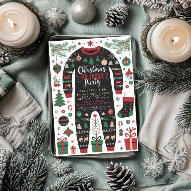 Christmas Pajama Party Holiday Kids Party Invitation (Creator Uploaded)