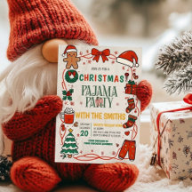 Christmas Pajama Party Invitation | Santa Hat Ging